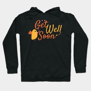 Get Well Soon Greeting with Cute Bird and Flowers Hoodie